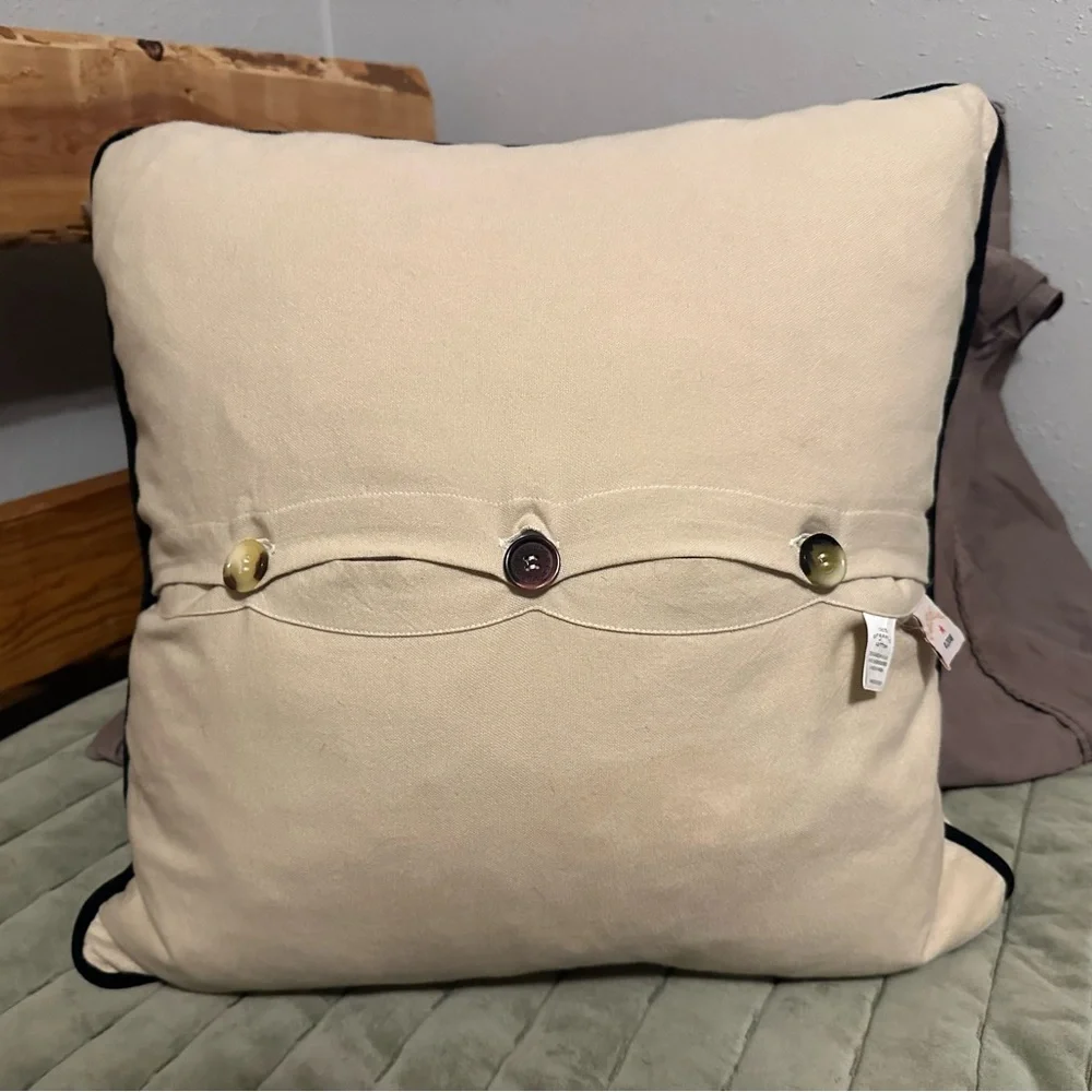 Rare Catstudio Outer Banks Embroidered Pillow 100% Organic Cotton - Picture 10 of 12